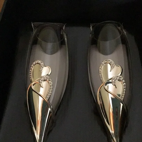 ❤️Double Hearts Toasting Flutes Set❤️ - Picture 2 of 5